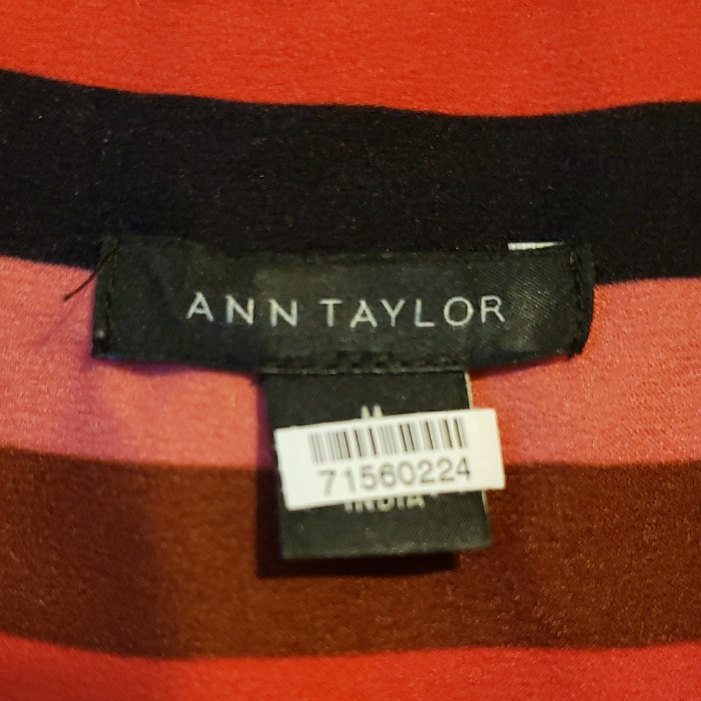 Ann Taylor Red and Black Striped Blouse - Picture 6 of 9
